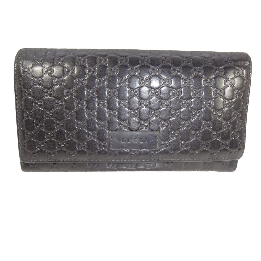 Gucci Microguccissima Black Leather Margaux Continental Wallet Snap Closure